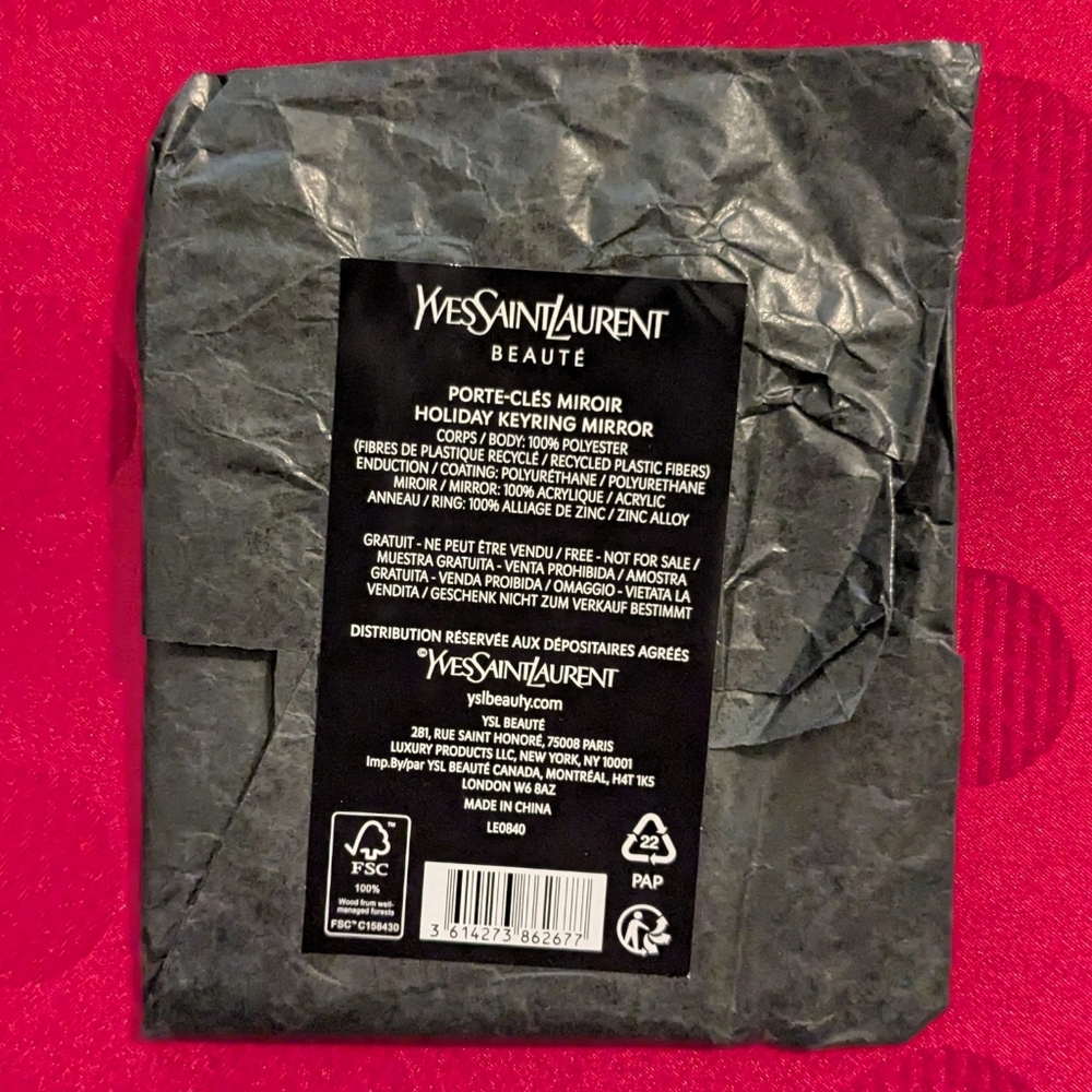 🆕 Yves Saint Laurent Mirror Keychain Keyring Bag Charm YSL Black With Gold Star - Picture 7 of 7